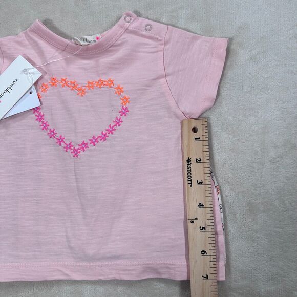 Everbloom Baby 6 Months Pink Embroidered Flower Heart Billy Tee Shirt New - Picture 5 of 9